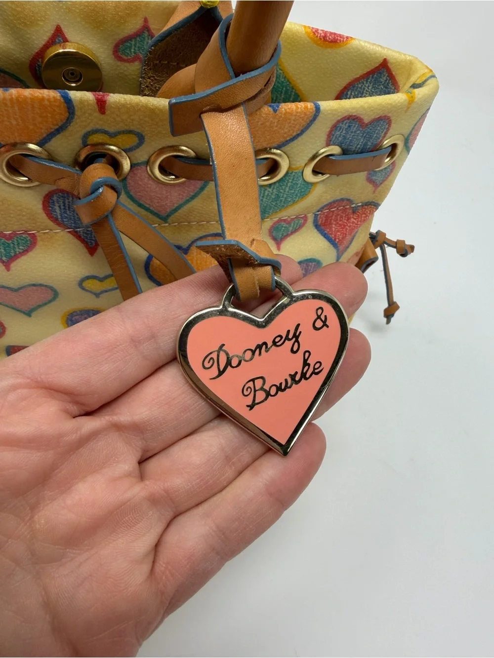 Dooney & Bourke Y2K Sweetheart Crayon Satchel With Charm Leather Strap Accents